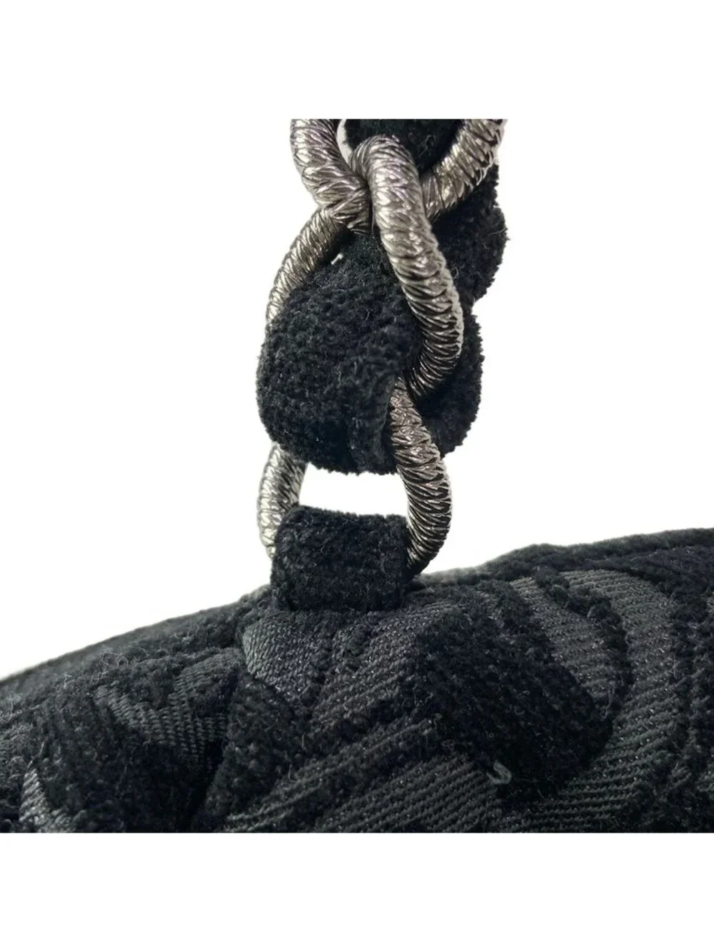 Chanel Shoulder Bag Black Silver CC Logo